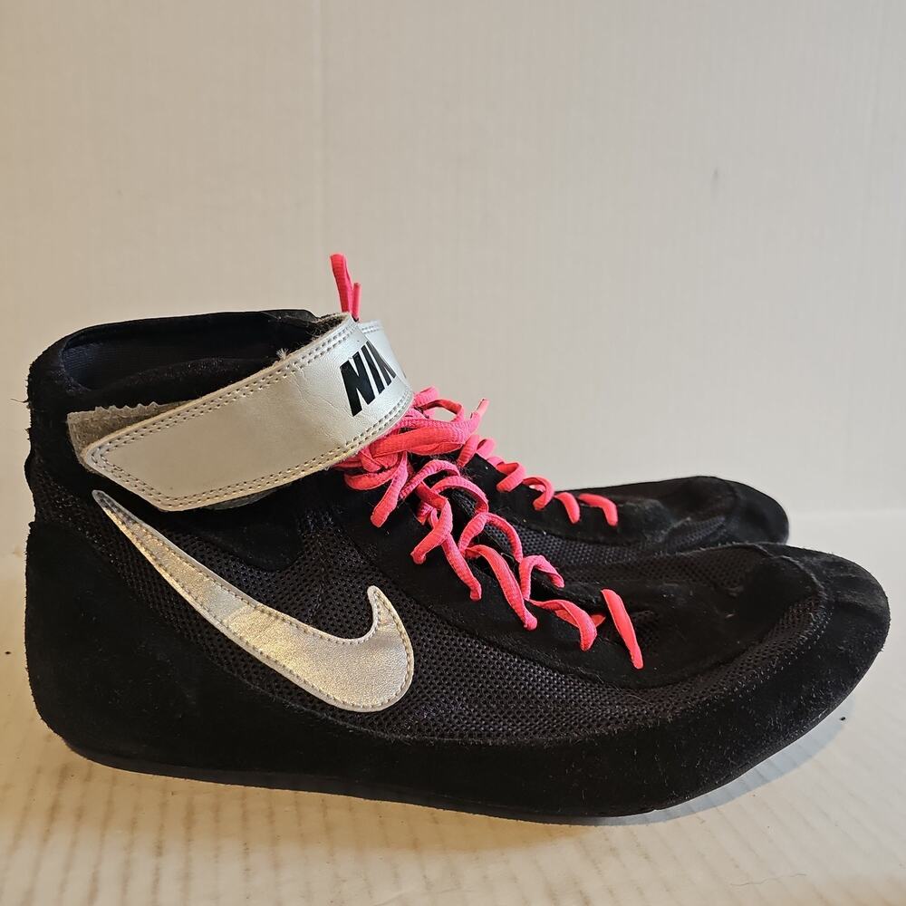 Nike Speedsweep 7 Wrestling Shoes Men Size 13 Black Silver Leather Mesh Boxing